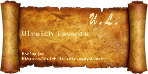 Ulreich Levente névjegykártya